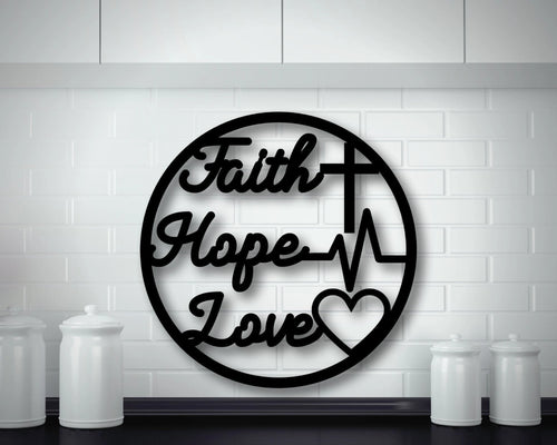Metal Faith Hope Love Metal Faith Hope Love Sign Metal Faith Hope Love Decor Housewarming Gift