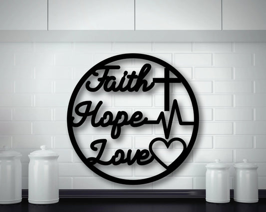 Metal Faith Hope Love Metal Faith Hope Love Sign Metal Faith Hope Love Decor Housewarming Gift - 8 inches - metal sign