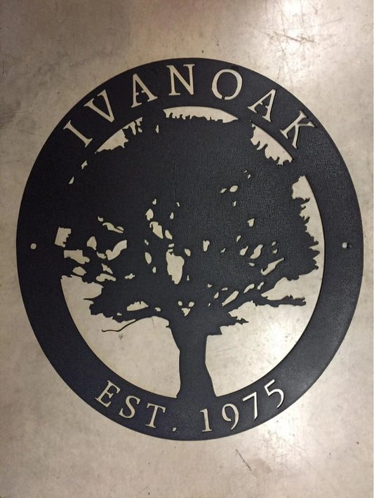 Metal Oak Tree Sign Oak Tree Sign With Your Name Metal House Sign - 8 inches - metal sign