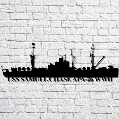 Uss Samuel Chase Apa26 Wwii Navy Ship Metal Art, Gift For Navy Veteran, Navy Ships Silhouette Metal Art, Navy Home Decor Laser Cut Metal Signs Custom Gift Ideas