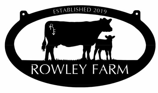 Custom Metal Cow Calf Sign, Can Add Your Brand, Cow Calf Sign, Cattle Sign, Cow Farm Sign, Metal Wall - metal sign