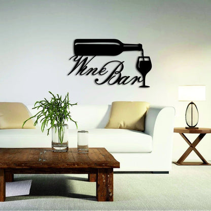 Wine bar bottle and glasses Cut Metal Sign Laser Cut Metal Signs Custom Gift Ideas