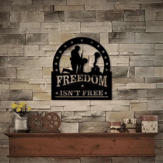 Freedom Isn't Free Veteran Cut Metal Sign Laser Cut Metal Signs Custom Gift Ideas - 8 inches - metal sign