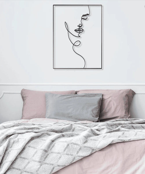 Female Face Line Art Metal House Sign