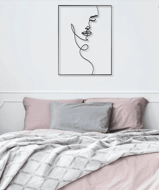 Female Face Line Art Metal House Sign - 8 inches - metal sign