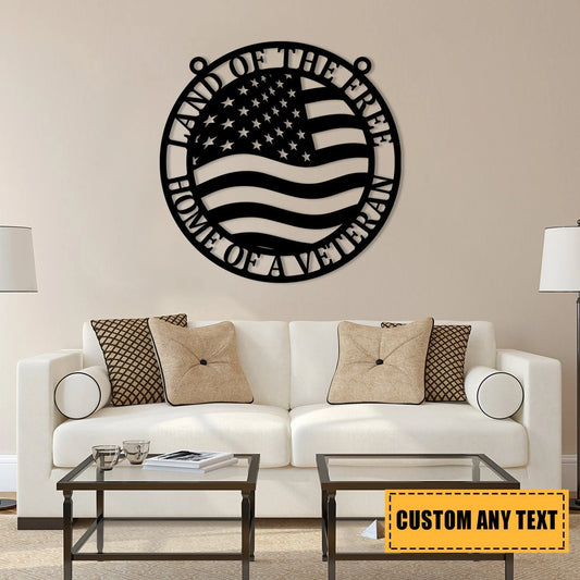 Personalized Land Of The Free Home Of A Veteran Metal Sign, Custom Military Metal Art, Wall Decor, Metal - metal sign