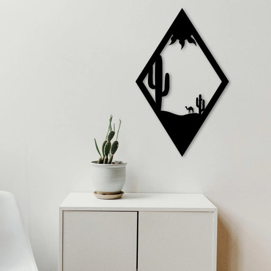 Desert Sun Cactus Plant Camel Wall Art Decor Cut Metal Sign Laser Cut Metal Signs Custom Gift Ideas - 8 inches - metal sign
