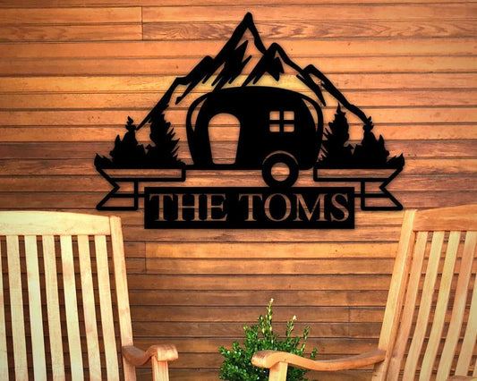 Personalized Static Caravan Metal Signs With Custom Name, Cut Metal Sign, Metal Wall Art, Metal House - metal sign