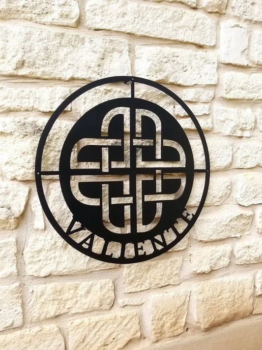 Celtic Quaternary Knot Metal Sign, Custom Name, Steel Art, Metal Sign, Family Name Sign, Custom Metal - metal sign