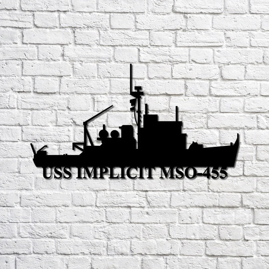 Uss Implicit Mso455 Navy Ship Metal Sign, Memory Wall Metal Sign Gift For Navy Veteran, Navy Ships - metal sign