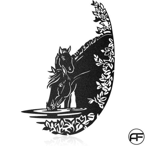 Mama Horse Drinking Art Personalized Horse Metal Sign, Horseshoe Art, Western Decor, Initial Metal Sign, Housewarming Gift, Farmhouse Decor Metal Wall Art Laser Cut Metal Signs Custom Gift Ideas