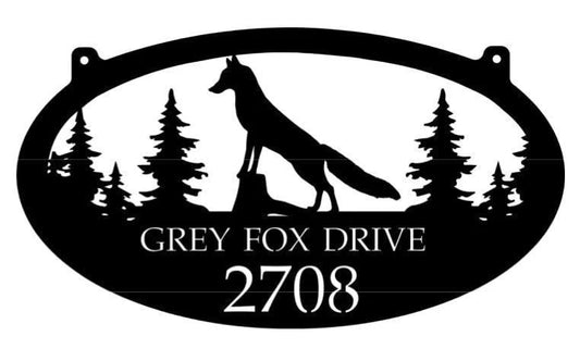 Metal Fox Evergreen Sign Metal House Sign - 8 inches - metal sign