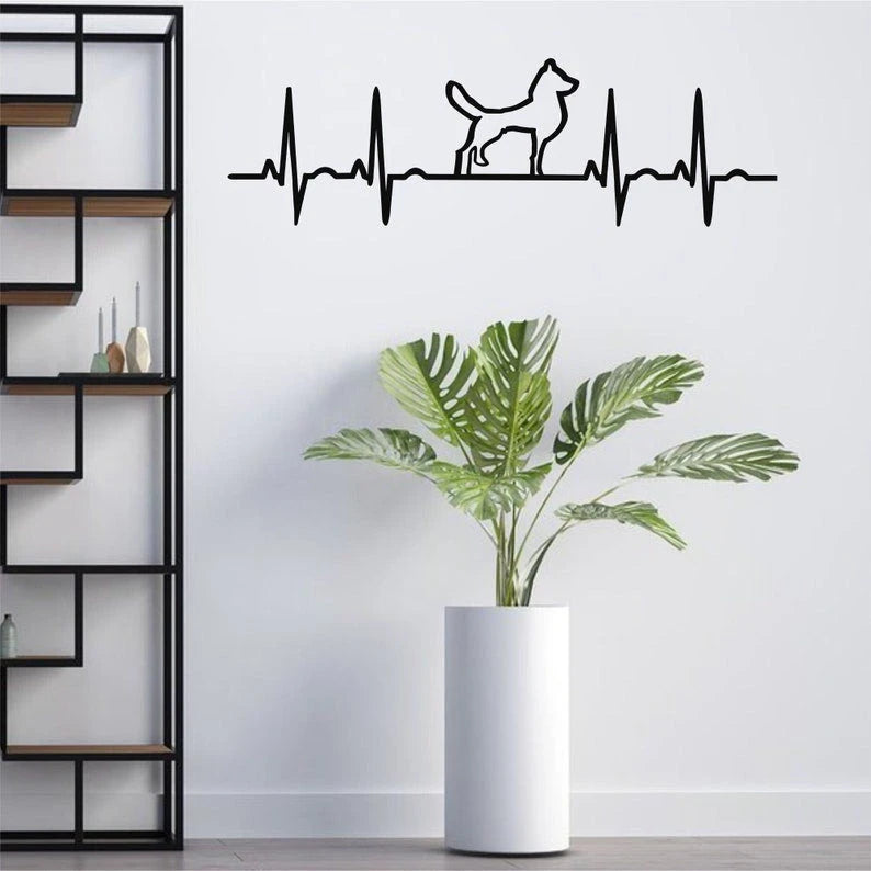 Metal Wall Decor Ekg Dog Dog Decor Living Room Decoration Wall Hangings Dog Lover Gift Ekg Rhythm Geometric Puppy Art