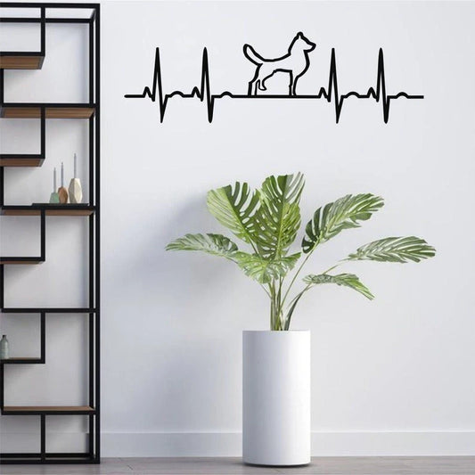 Metal Wall Decor Ekg Dog Dog Decor Living Room Decoration Wall Hangings Dog Lover Gift Ekg Rhythm Geometric Puppy Art - 8 inches - metal sign