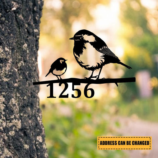 Custom Address Robin And Chick Metal Tree Stake, Bird Garden Decoration, Metal Laser Cut Metal Signs Custom Gift Ideas - 8 inches - metal sign