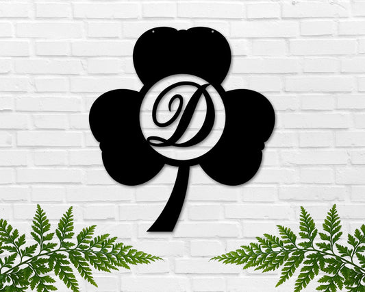 St. Patrick's Day Shamrock Monogram Door Wall Hanging Personalized, Metal Sign, Lucky Name Sign, Clover - metal sign