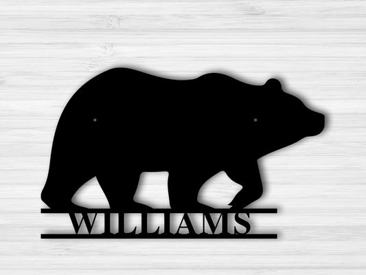 Personalized Metal Bear Sign Welcome Sign Cabin Sign Lodge Sign Rustic Sign Custom Metal Sign - 8 inches - metal sign