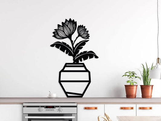 Flower in Vase Decor Wall Art Cut Metal Sign Laser Cut Metal Signs Custom Gift Ideas - 8 inches - metal sign