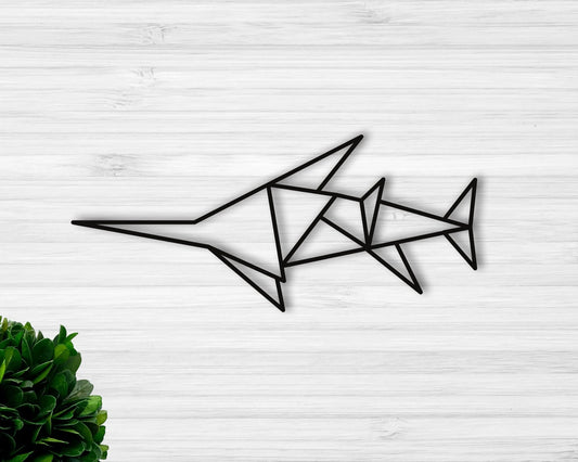 Geometric Marlin Marlin Beach Decor Swordfish - 8 inches - metal sign
