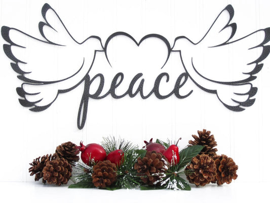 Christmas Peace Doves Metal Sign Silver Christmas Decorations Christmas Gifts Xmas Decorations Christmas - 8 inches - metal sign