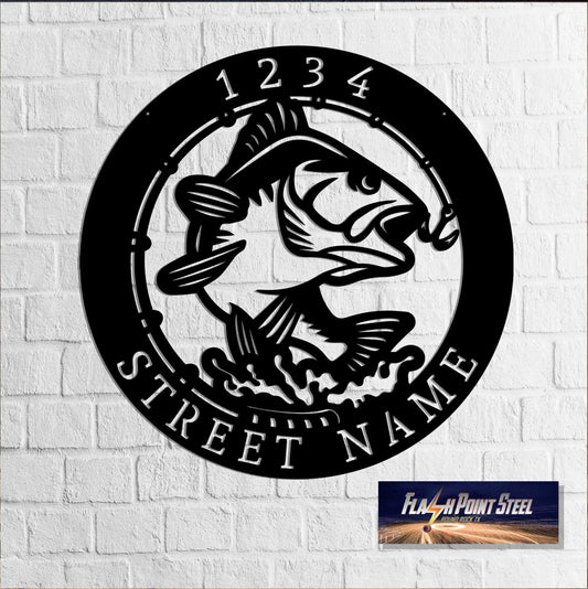 Fishing Sign, Fishing Rod, Personalized Sign, Lodge, Cabin, Fisherman Signs, Entrance Sign, Personalized - metal sign