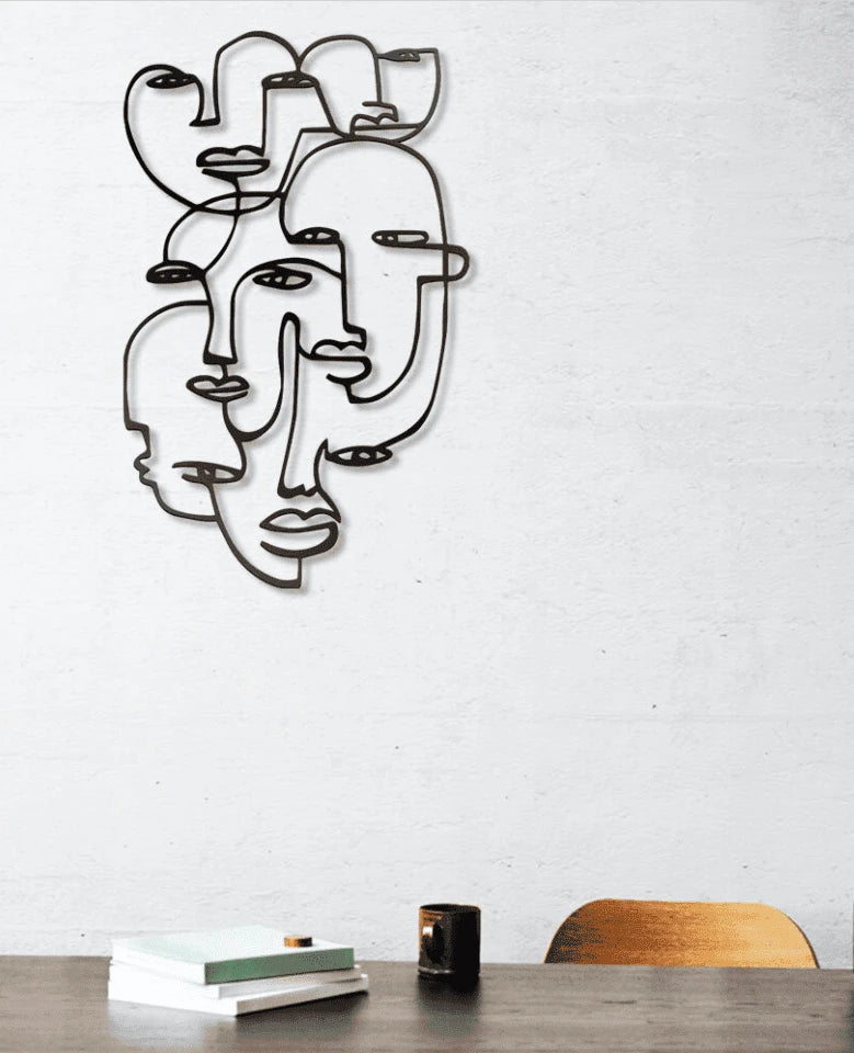 Women Faces Line Art Metal House Sign