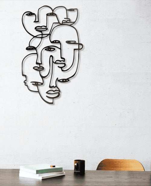 Women Faces Line Art Metal House Sign
