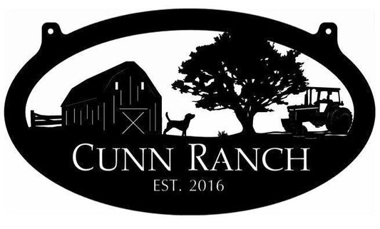 Metal Sign With Barn Dog Tractor Sign Customized With Your Name Metal House Sign - 8 inches - metal sign