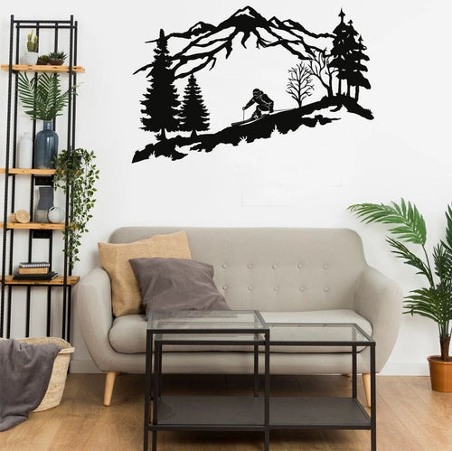 Metal Wall Decor Metal Skier Mountain And Trees Ski Lover Gift Office ation Wall Hangings Metal Sign