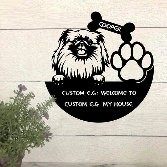 Dog Lovers Welcome To My House Personalized Funny Metal Sign, Metal Laser Cut Metal Signs Custom Gift Ideas - 8 inches - metal sign