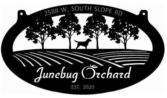 Metal Orchard Sign Peach Orchard Sign Apple Orchard Sign Metal House Sign - 8 inches - metal sign