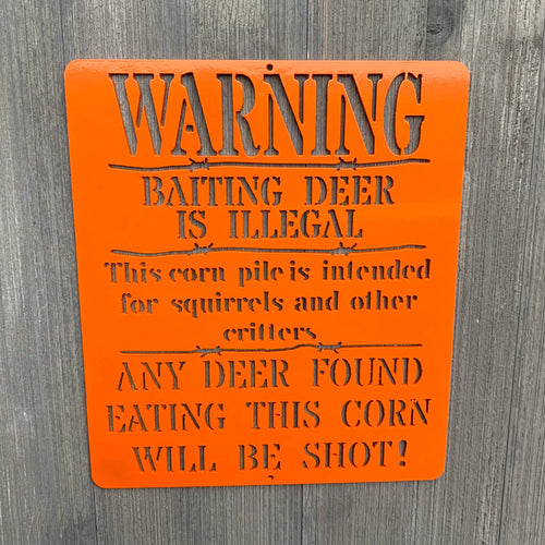 Warning Baiting Deer Metal Sign Cutout Cut Metal Sign Wall Metal Art