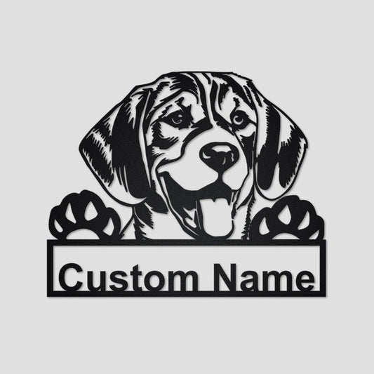 Personalized Custom Beagle Dog Metal Sign for Dog Lover Custom Name - 8 inches - metal sign