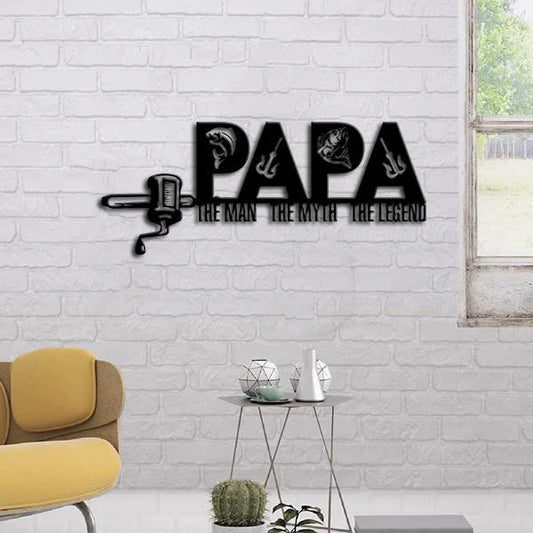 Fishing Lovers Papa The Legend Cut Metal Sign - 8 inches - metal sign