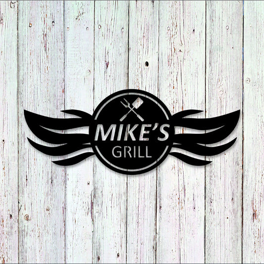 Personalized Backyard Bbq Metal Sign, Outdoor Wall Decor, Metal Wall Decor, Bbq Metal Decor, Personalized - metal sign