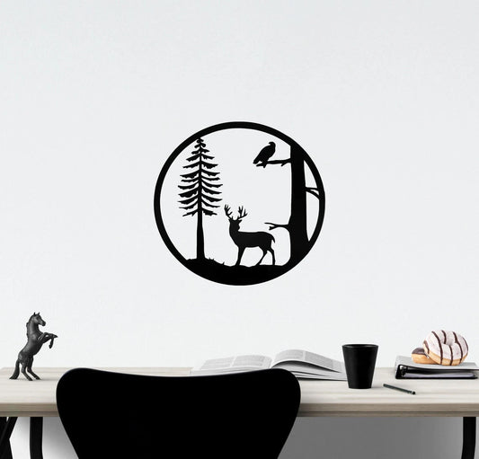 Forest Animals Deer And Bird Cut Metal Sign Laser Cut Metal Signs Custom Gift Ideas - 8 inches - metal sign