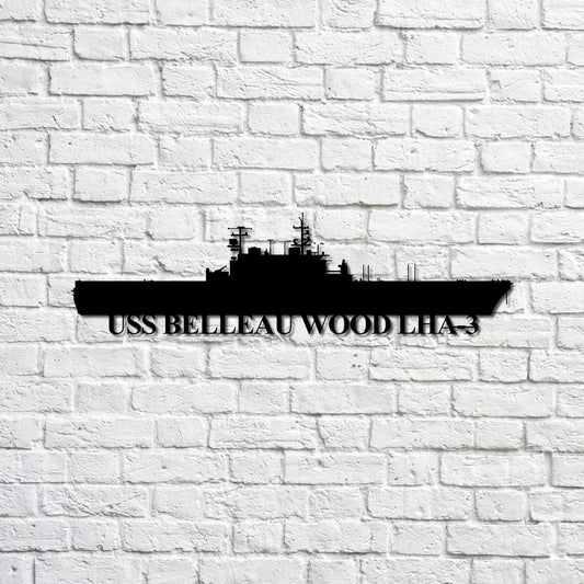 Uss Belleau Wood Lha3 Navy Ship Metal Sign, Memory Wall Metal Sign Gift For Navy Veteran, Navy Ships - metal sign