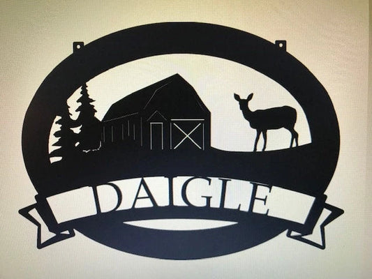 Metal Sign barn Deer Personal Sign Metal House Sign - 8 inches - metal sign