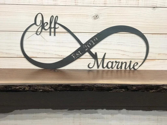 Extra Large Personalized Metal Infinity Sign Wedding Gift Custom Rustic Metal Wedding Decor Laser Cut Metal Signs Custom Gift Ideas - 8 inches - metal sign