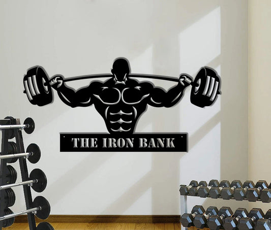 Personalized Name Gym Cut Metal Sign Cross Fit Metal Art Custom Metal Gym Sign Home Gym Custom Muscle - metal sign