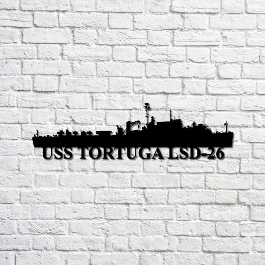 Uss Tortuga Lsd26 Navy Ship Metal Sign, Memory Wall Metal Sign Gift For Navy Veteran, Navy Ships Silhouette Metal Sign Laser Cut Metal Signs Custom Gift Ideas
