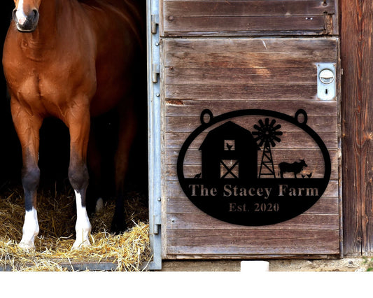 Metal Farm Sign, Cattle Farm Sign, Barn Cow Calf Chicken Sign, Metal Barn Sign, Custom Metal Name Sign - metal sign
