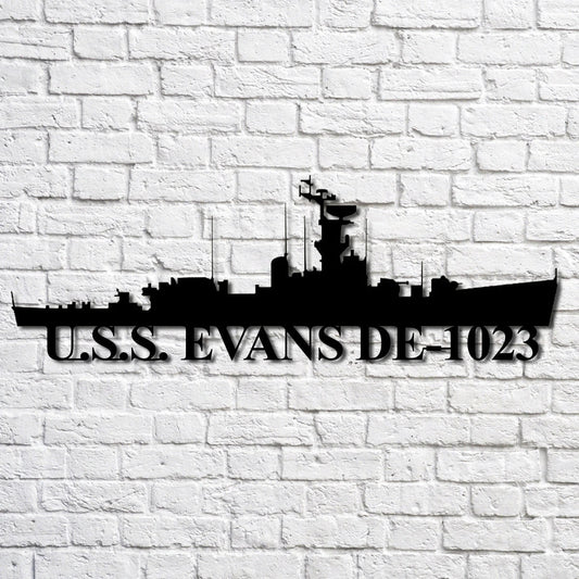 U.s.s. Evans De1023 Navy Ship Metal Art, Custom Us Navy Ship Cut Metal Sign, Gift For Navy Veteran, Navy - metal sign