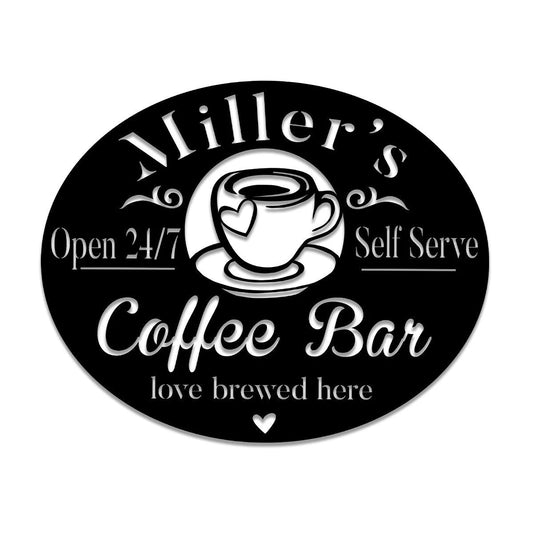Coffee Metal Bar Sign, Custom Caf, Home, Kitchen Housewarming Wall Decor, Wedding Art Gift For Him her - wedding detail