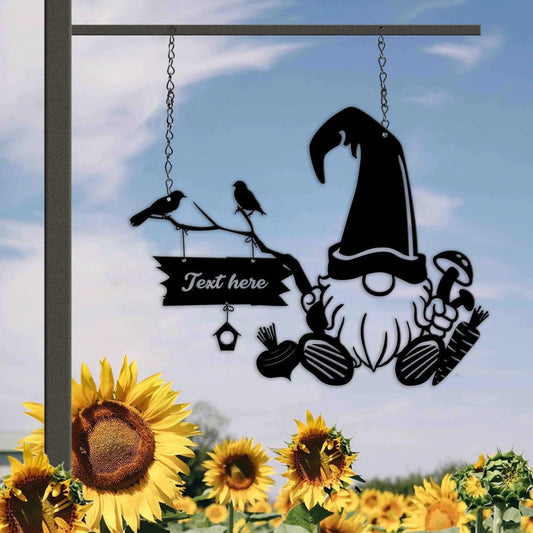 Personalized Gnome Metal Wall Decor, Garden Signs, Gift For Gardener, Gnome Sign, Sign For Vegatable - metal sign