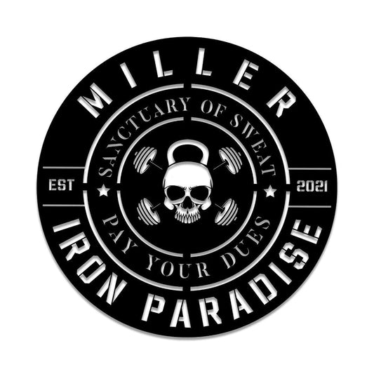 Personalized Skull Metal Gym Sign, Fitness, Cross Fit Club, Wall Decor, Metal Laser Cut Metal Signs Custom Gift Ideas - 8 inches - metal sign