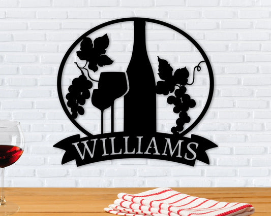 Custom Wine Sign, Metal Wine Name Sign, Valentines Day Gift, Kitchen Wine Sign, Outdoor Decor, Metal - metal sign