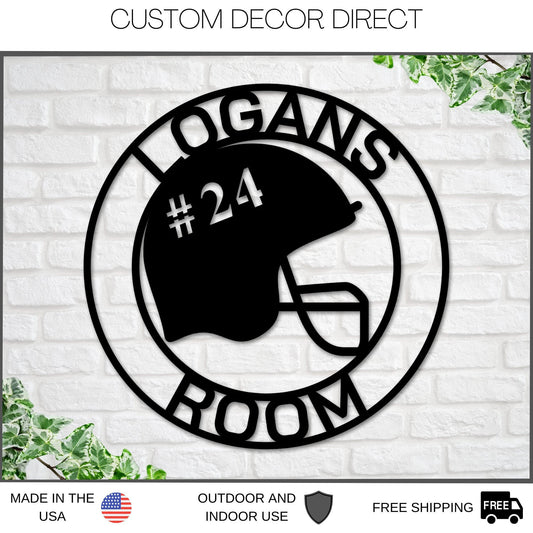 Personalized Metal Football Sign, Football Gift For Boys, Personalized Football For Boys Room, Metal - metal sign