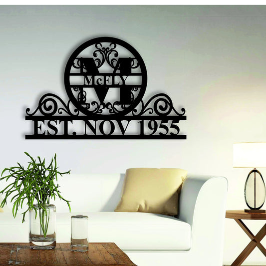Personalized Family Name Metal Sign, Metal Established Family Sign, Last Name Sign, Door Hanger - wedding detail