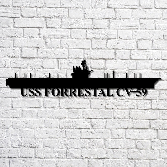 Uss Forrestal Cva59 Navy Ship Metal Art, Custom Us Navy Ship Cut Metal Sign, Gift For Navy Veteran, Navy - metal sign
